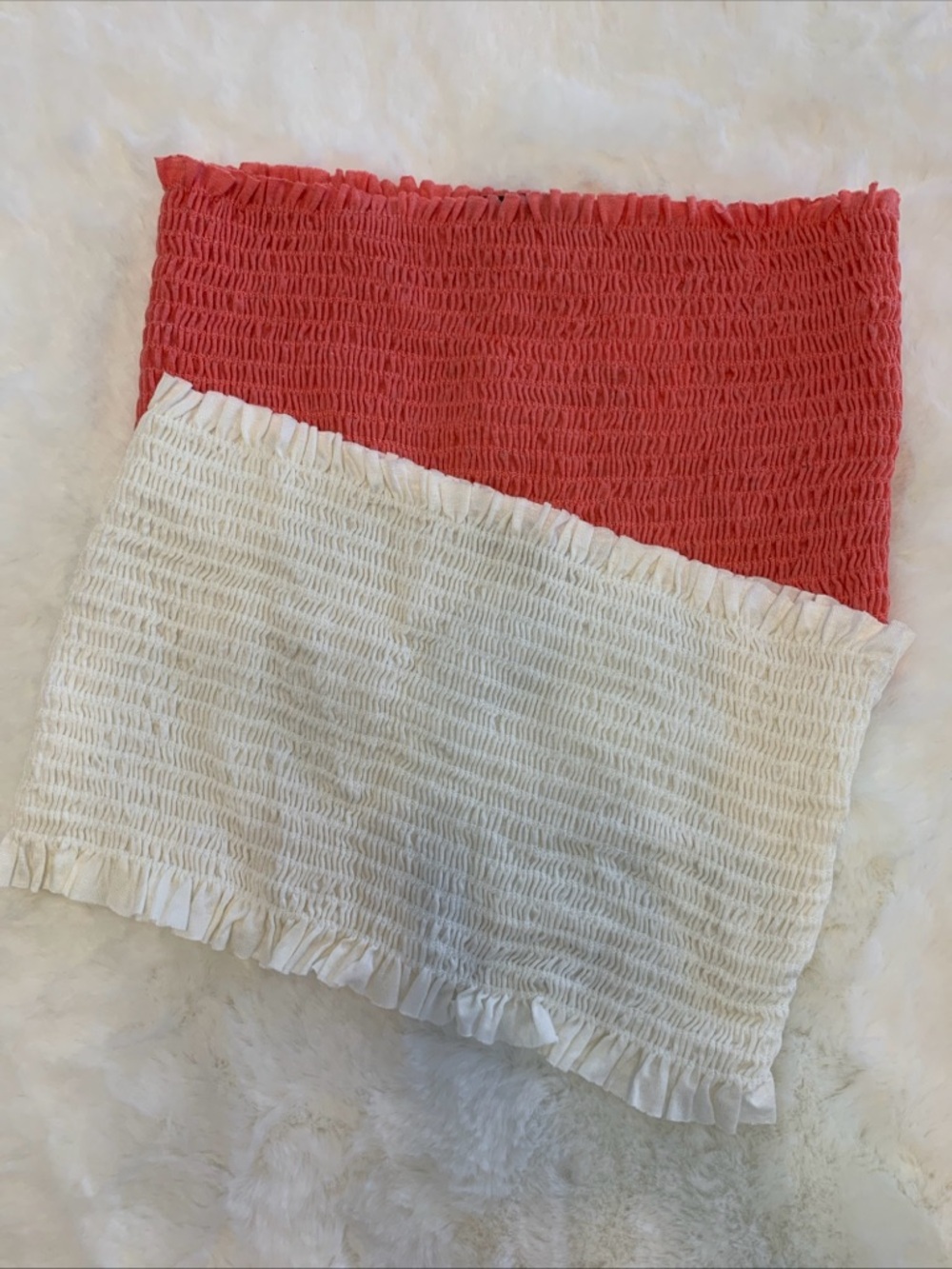 Summer Crop Tube Top - Coral and White Set